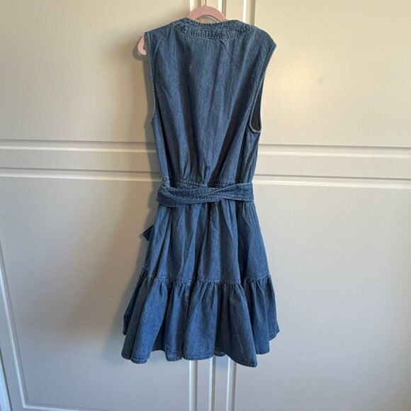 NWT Avec Les Filles  tie waist denim mini dress Size 8 - Picture 8 of 11